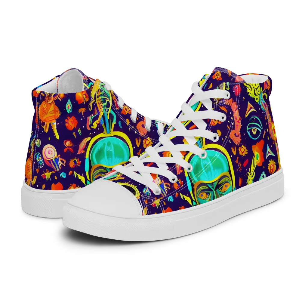 Celestial Quirk on Women's High Top Canvas Shoes — Left