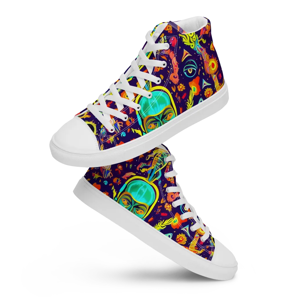 Celestial Quirk on Women's High Top Canvas Shoes — Front