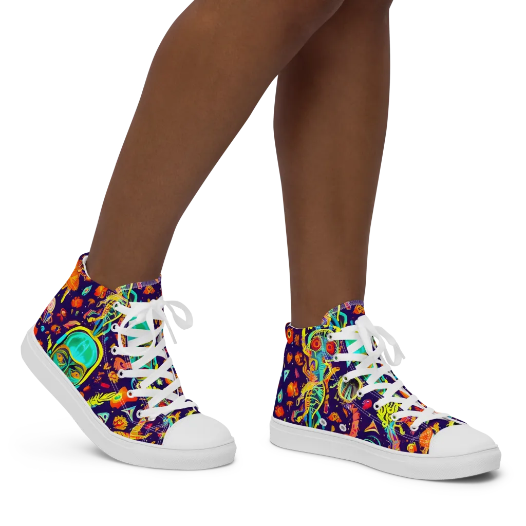 Celestial Quirk on Women's High Top Canvas Shoes — Right