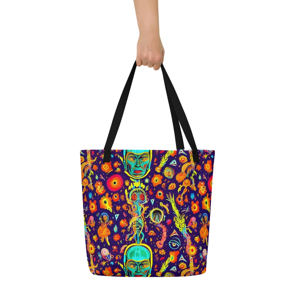 Celestial Quirk on Large Tote Bag W/ Pocket — Front