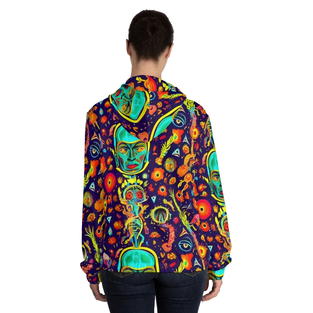 Celestial Quirk on Women's Full-Zip Hoodie — Back On Person
