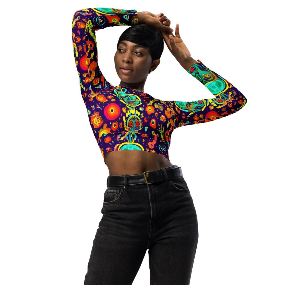 Celestial Quirk on Long Sleeve Crop Top — Front