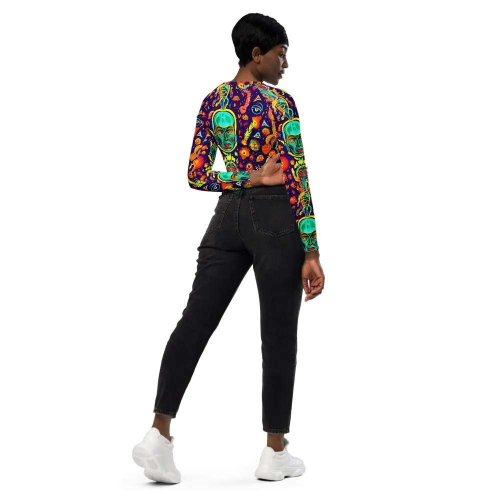 Celestial Quirk on Long Sleeve Crop Top — Right Back