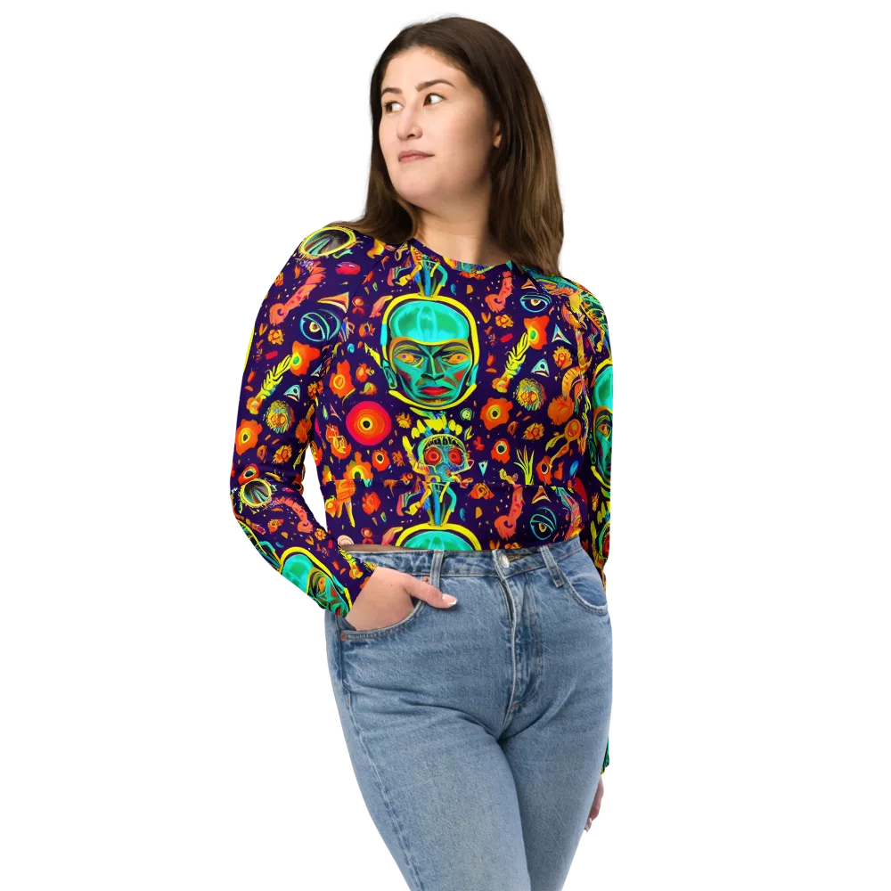 Celestial Quirk on Long Sleeve Crop Top — Front