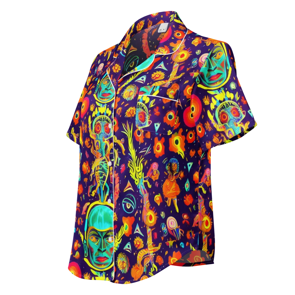 Celestial Quirk on Women's Short Sleeve Pajama Top — Left Front