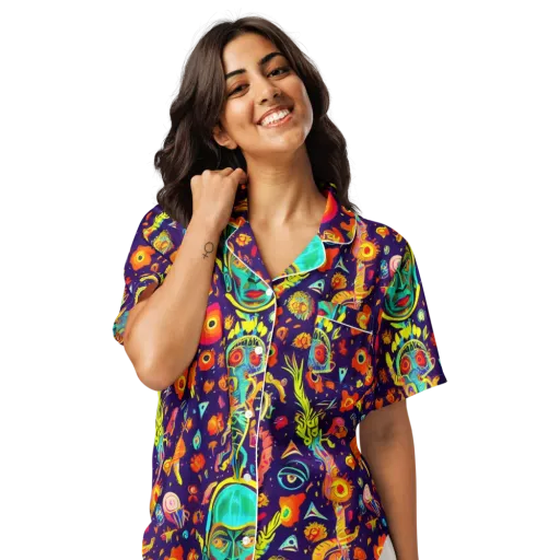 Celestial Quirk on a Women's Short Sleeve Pajama Top