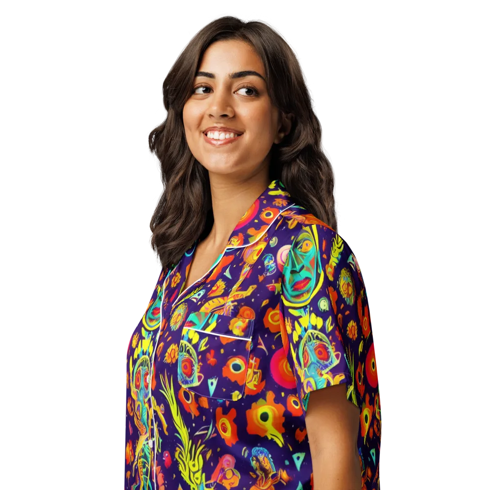Celestial Quirk on Women's Short Sleeve Pajama Top — Left Front