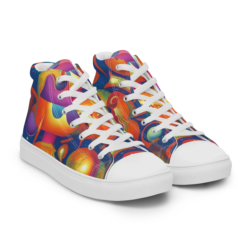 Dreams of Dimension on Men's High Top Canvas Shoes — Right Front
