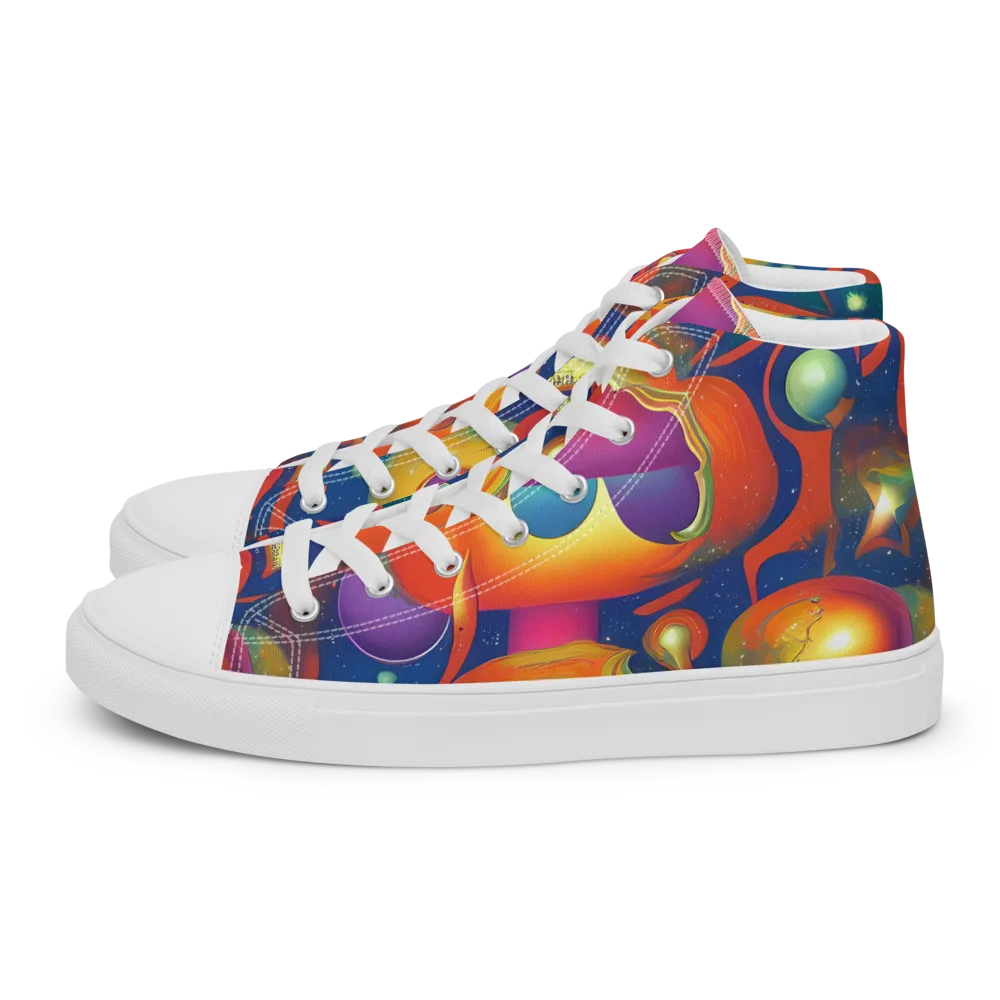 Dreams of Dimension on Men's High Top Canvas Shoes — Left