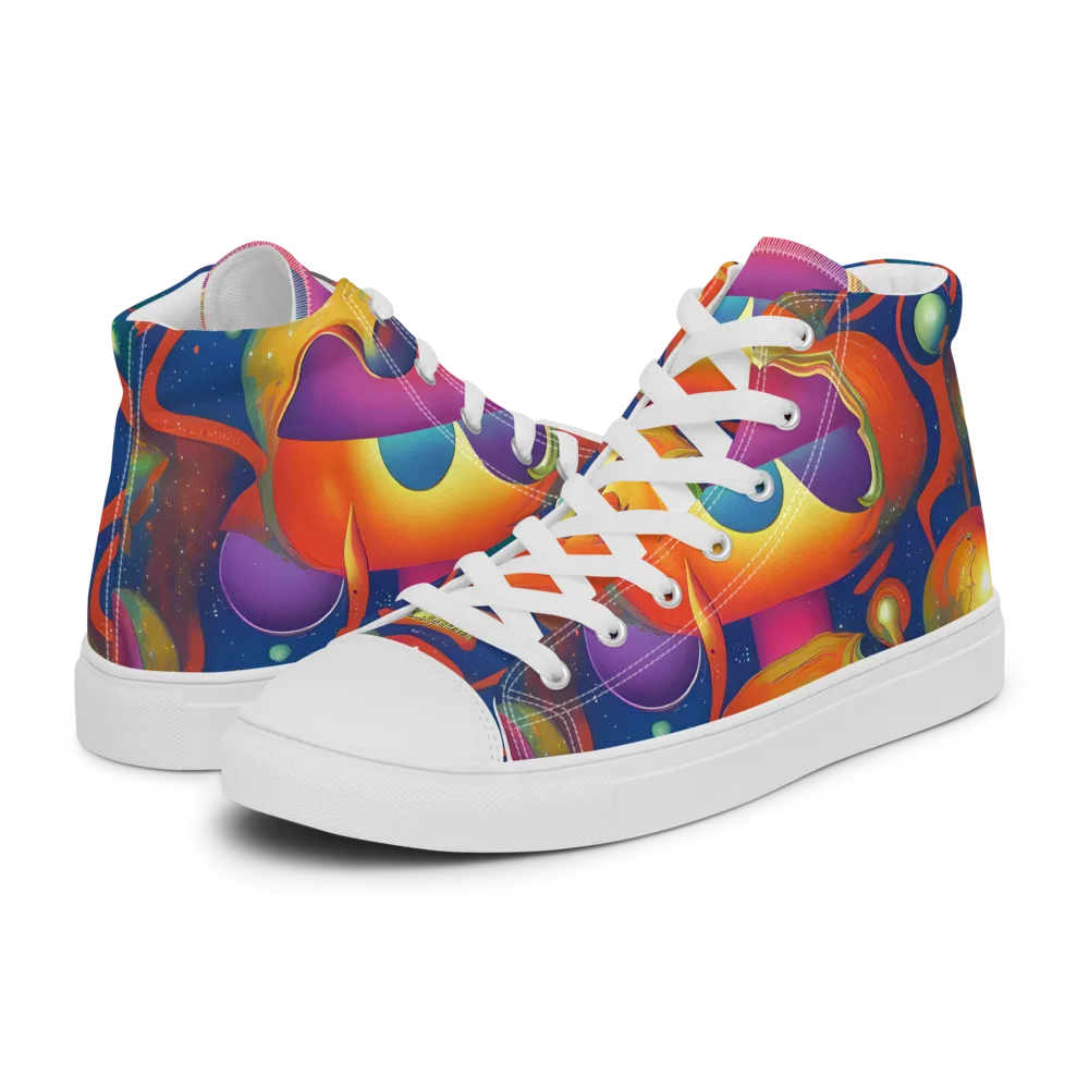 Dreams of Dimension on Men's High Top Canvas Shoes — Left