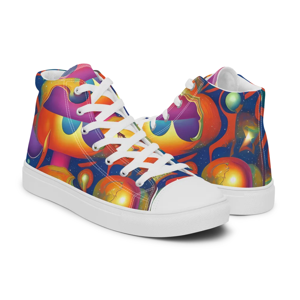 Dreams of Dimension on Men's High Top Canvas Shoes — Right