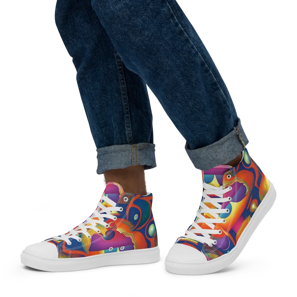 Dreams of Dimension on Men's High Top Canvas Shoes — Left