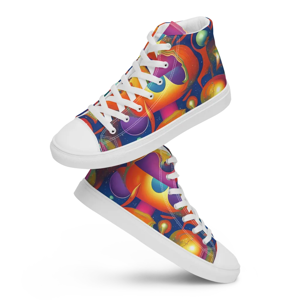 Dreams of Dimension on Women's High Top Canvas Shoes — Front