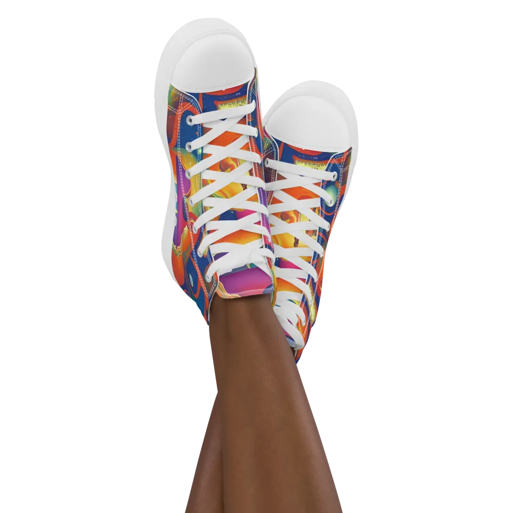 Dreams of Dimension on Women's High Top Canvas Shoes — Front