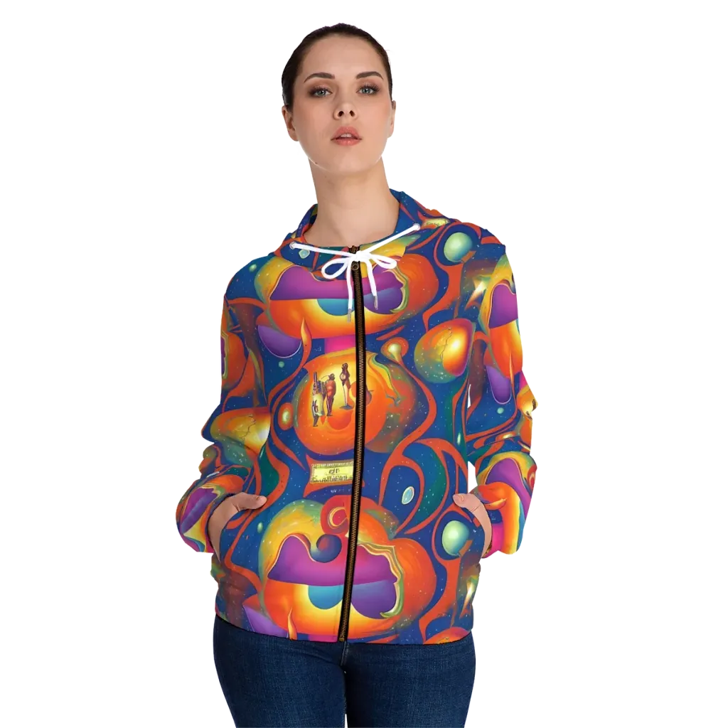 Dreams of Dimension on Women's Full-Zip Hoodie — Front On Person