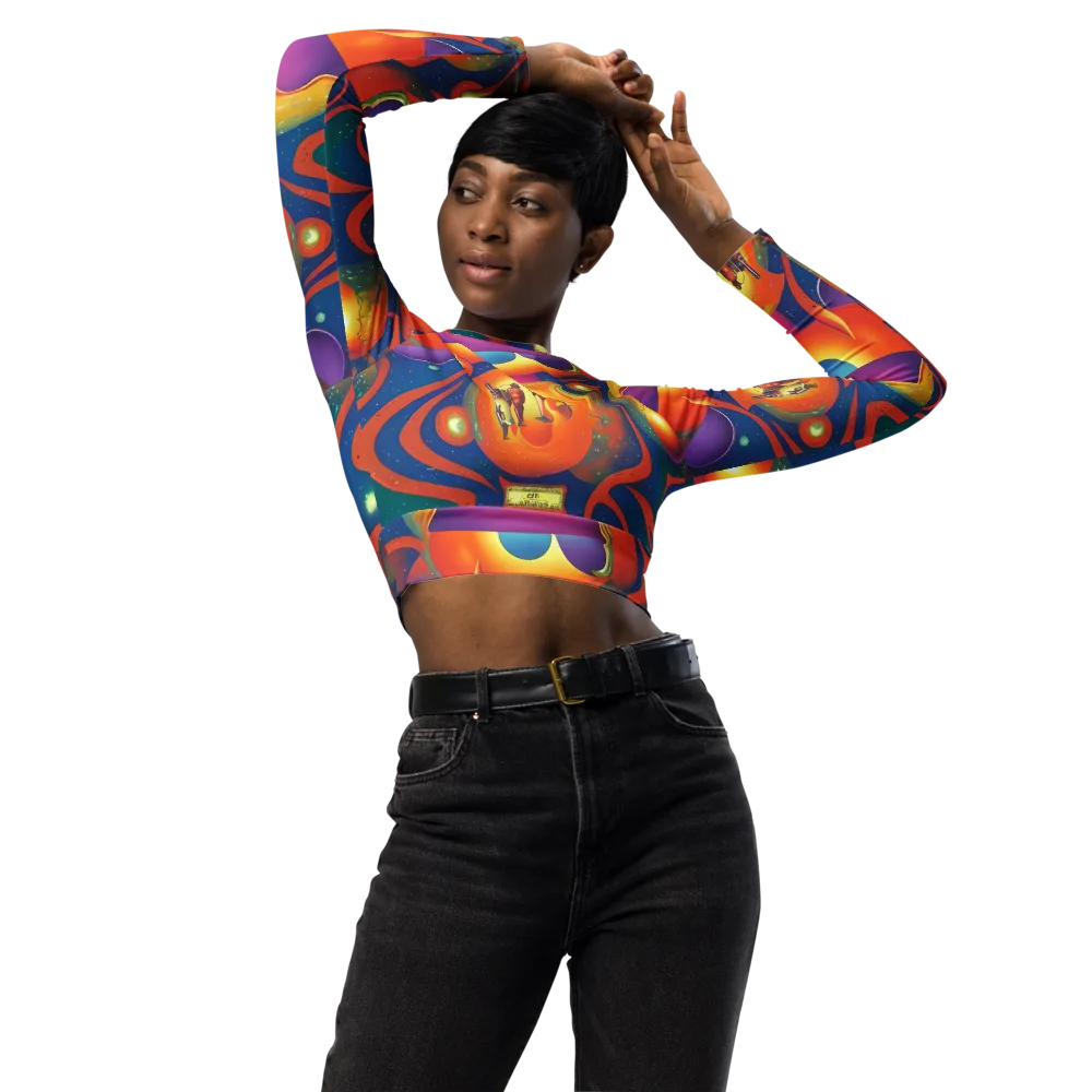 Dreams of Dimension on Long Sleeve Crop Top — Front