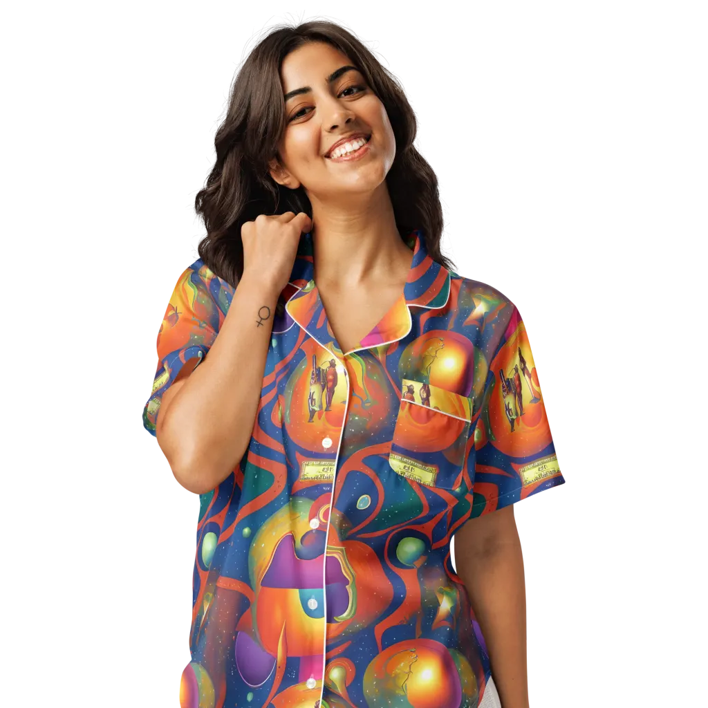 Dreams of Dimension on Women's Short Sleeve Pajama Top — Front