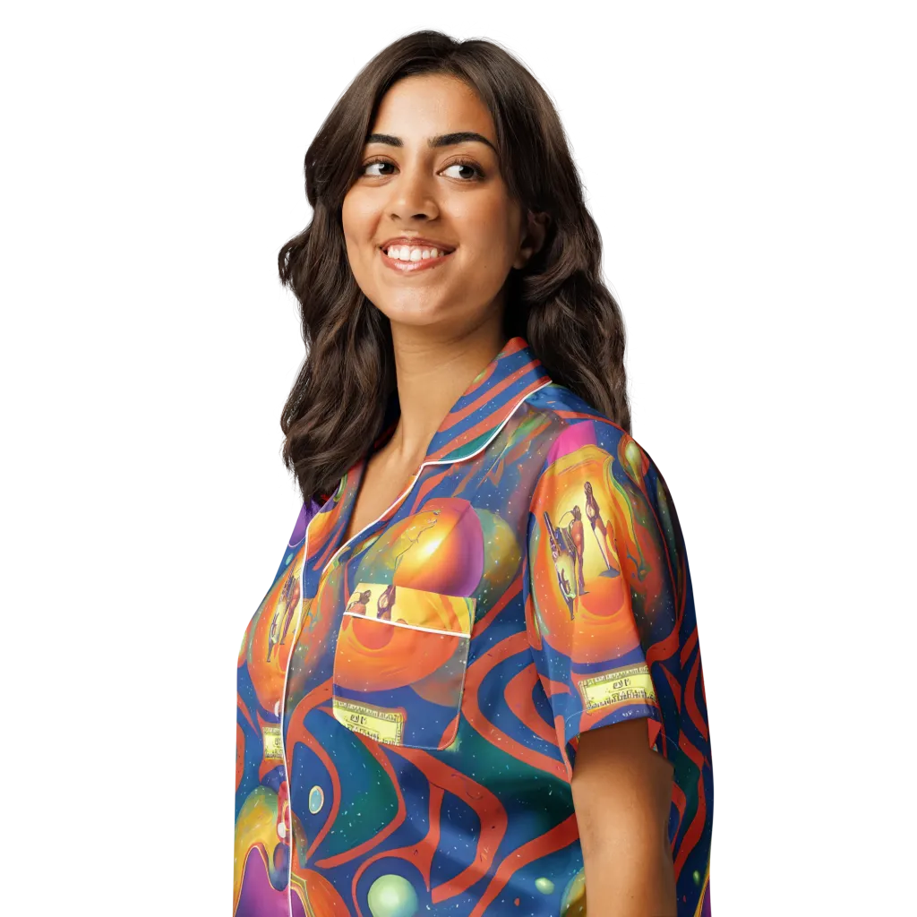 Dreams of Dimension on Women's Short Sleeve Pajama Top — Left Front