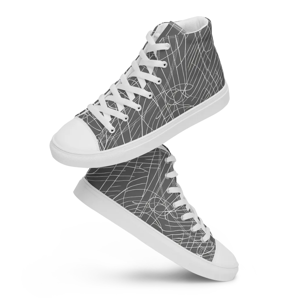Cosmic Fabric on Men's High Top Canvas Shoes — Front
