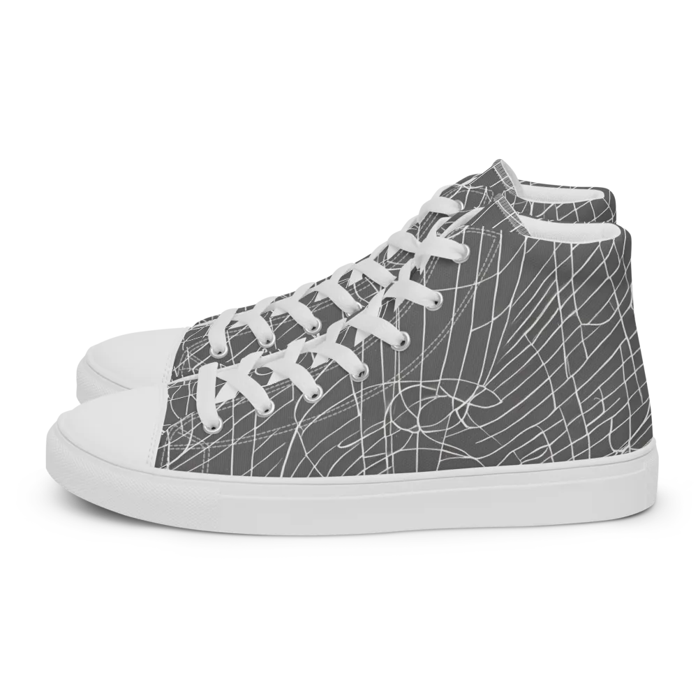 Cosmic Fabric on Women's High Top Canvas Shoes — Left