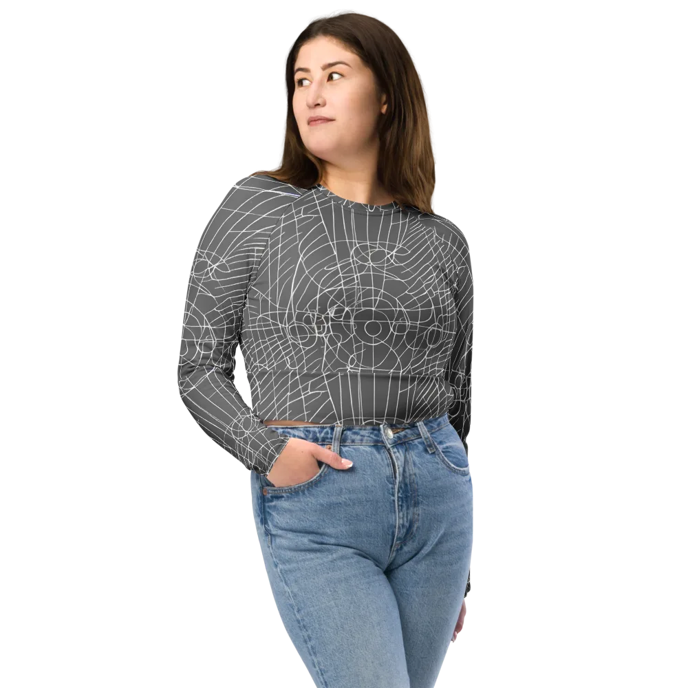 Cosmic Fabric on Long Sleeve Crop Top — Front