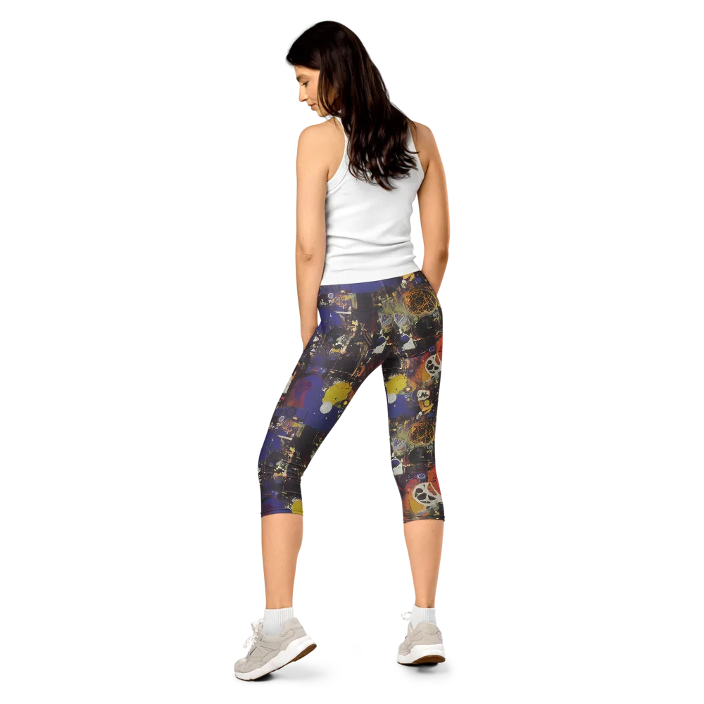 Abstract Galaxy on Capri Leggings — Back