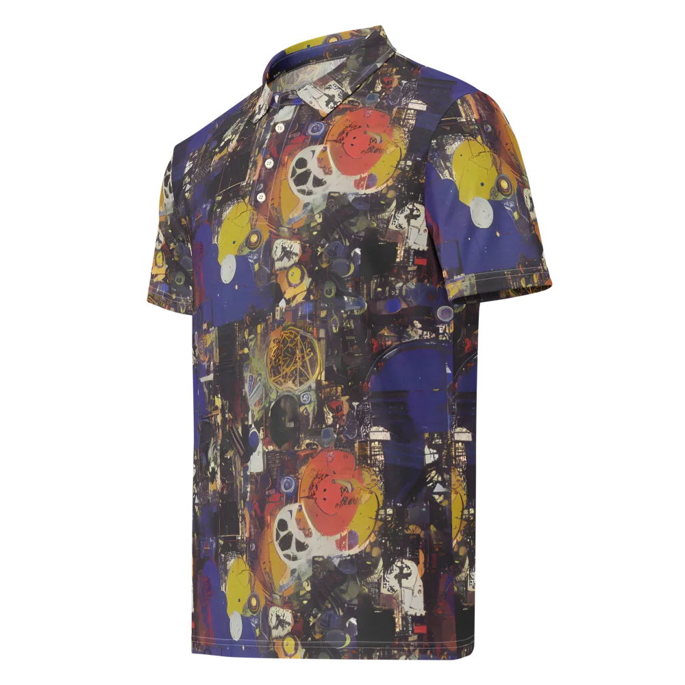 Abstract Galaxy on Men's Slim Fit Polo Shirt — Left Front