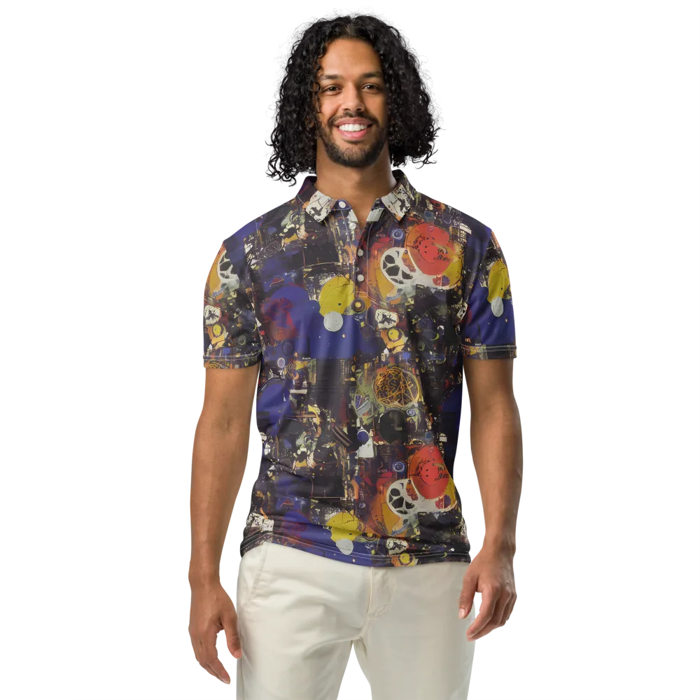 Abstract Galaxy on Men's Slim Fit Polo Shirt — Front