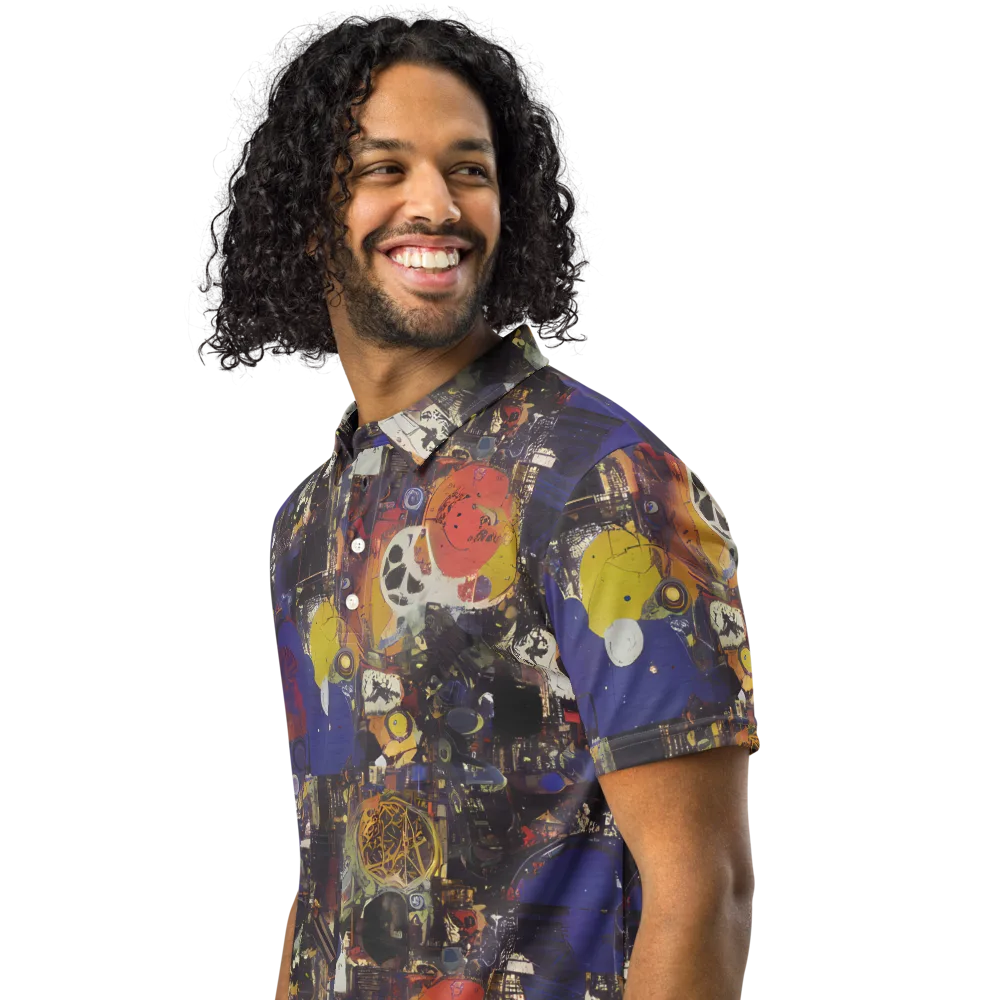 Abstract Galaxy on Men's Slim Fit Polo Shirt — Left Front