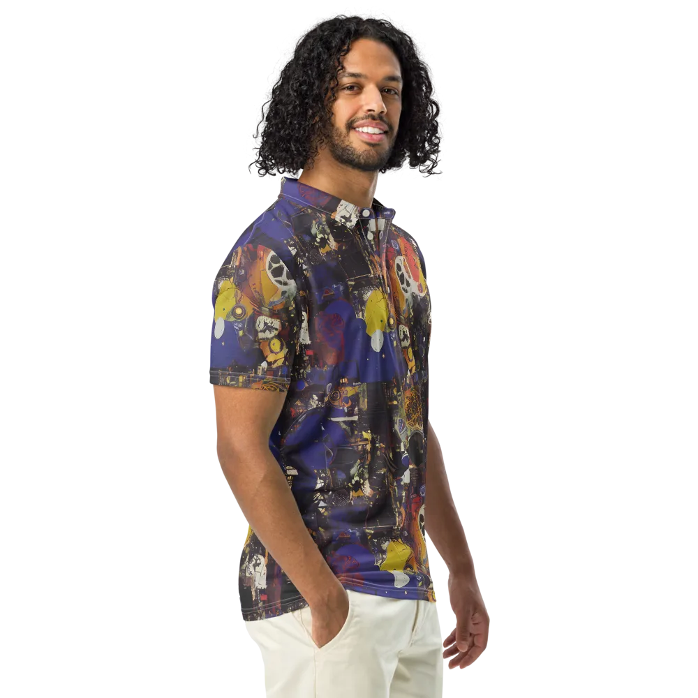 Abstract Galaxy on Men's Slim Fit Polo Shirt — Right Front