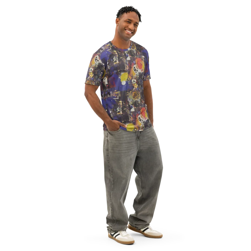 Abstract Galaxy on Men's Cotton Crew Neck T-Shirt — Right Front