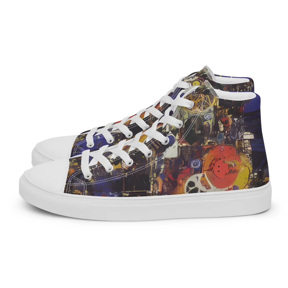 Abstract Galaxy on Men's High Top Canvas Shoes — Left