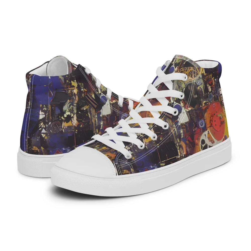 Abstract Galaxy on Men's High Top Canvas Shoes — Left