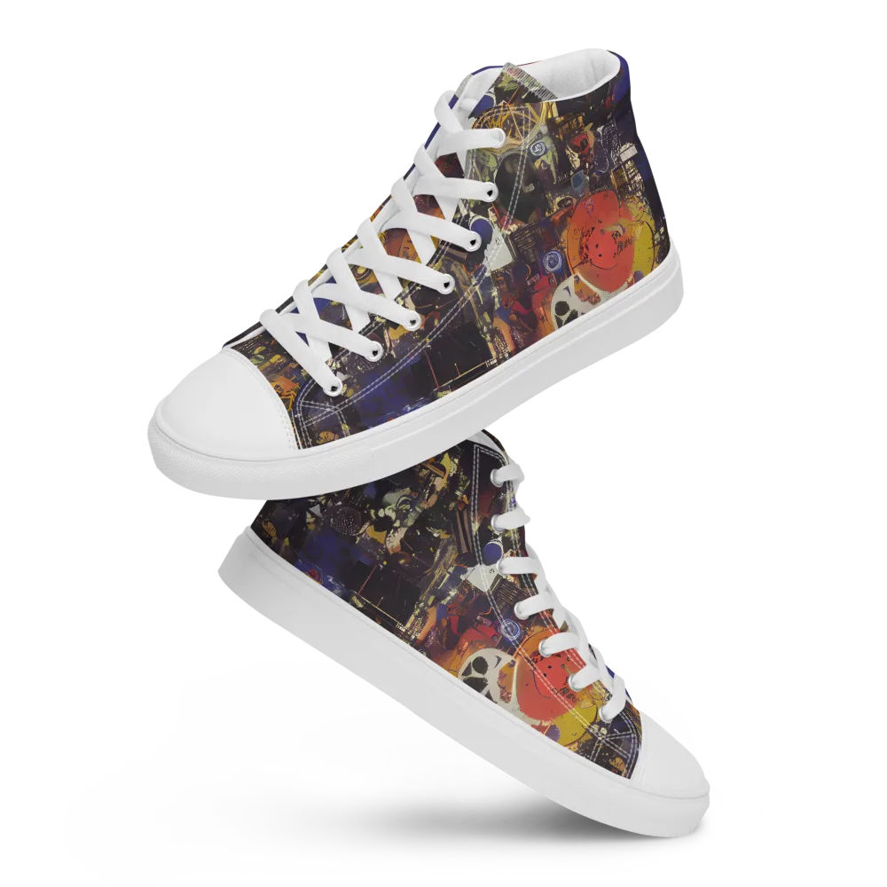 Abstract Galaxy on Men's High Top Canvas Shoes — Front