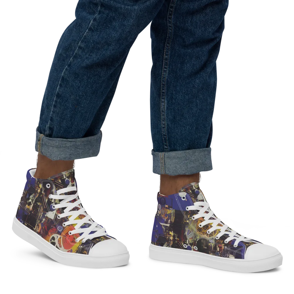 Abstract Galaxy on Men's High Top Canvas Shoes — Right