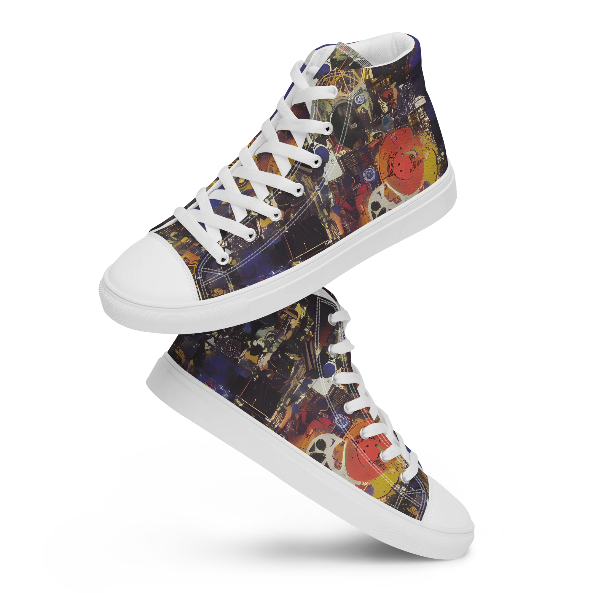 Abstract Galaxy on Women's High Top Canvas Shoes — Front
