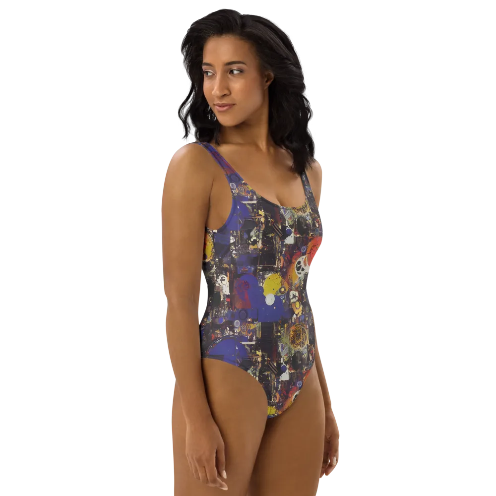 Abstract Galaxy on One-Piece Swimsuit — Right