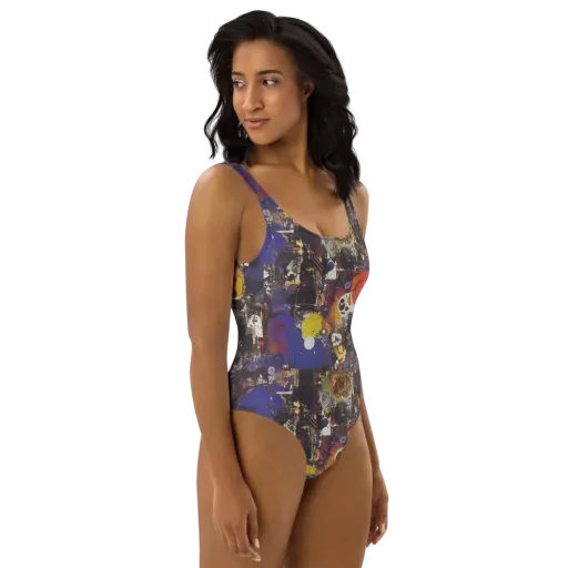Abstract Galaxy on a One-Piece Swimsuit