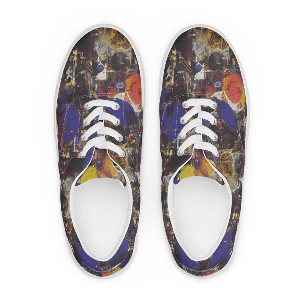 Abstract Galaxy on Men's Lace-Up Canvas Shoes — Front