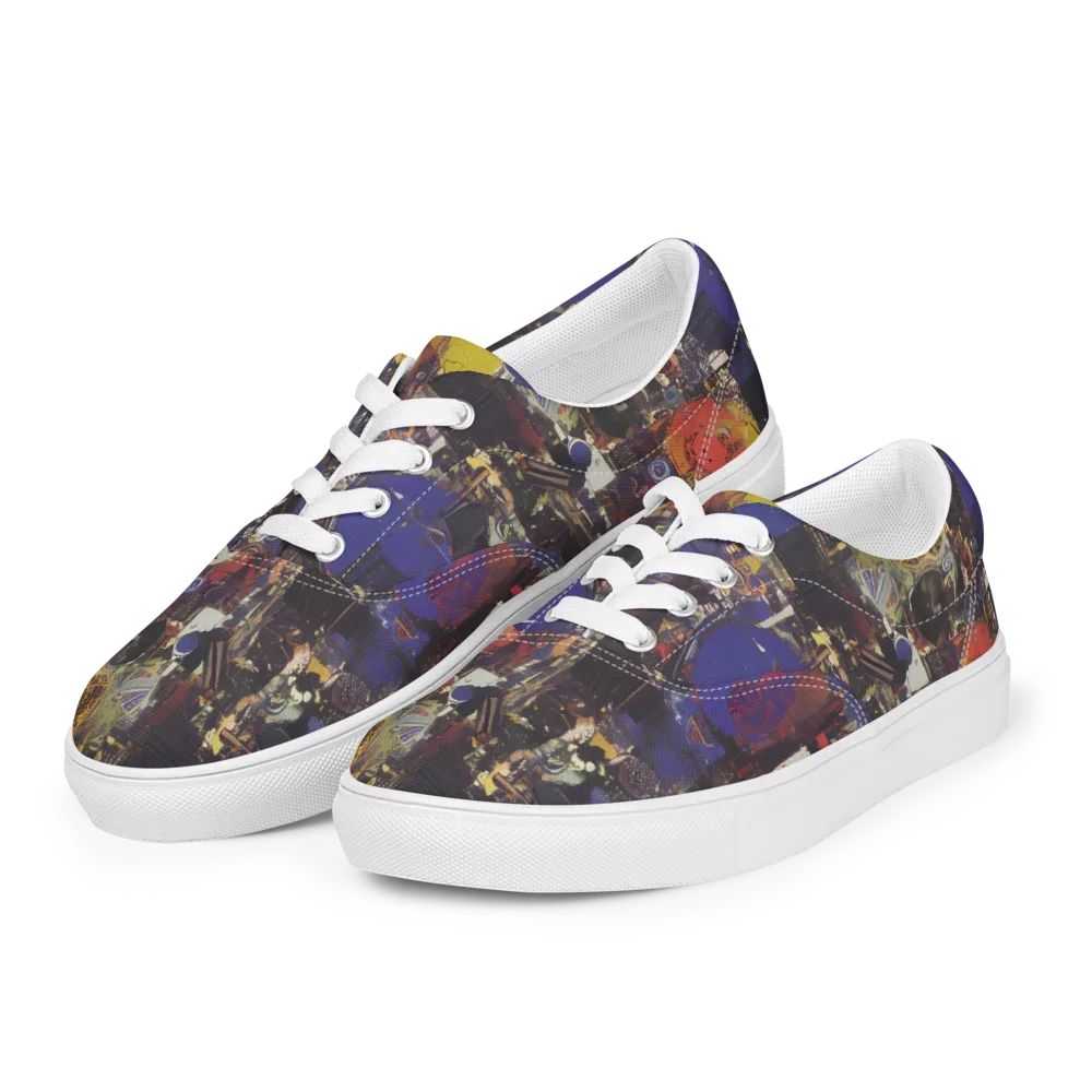 Abstract Galaxy on Men's Lace-Up Canvas Shoes — Left Front