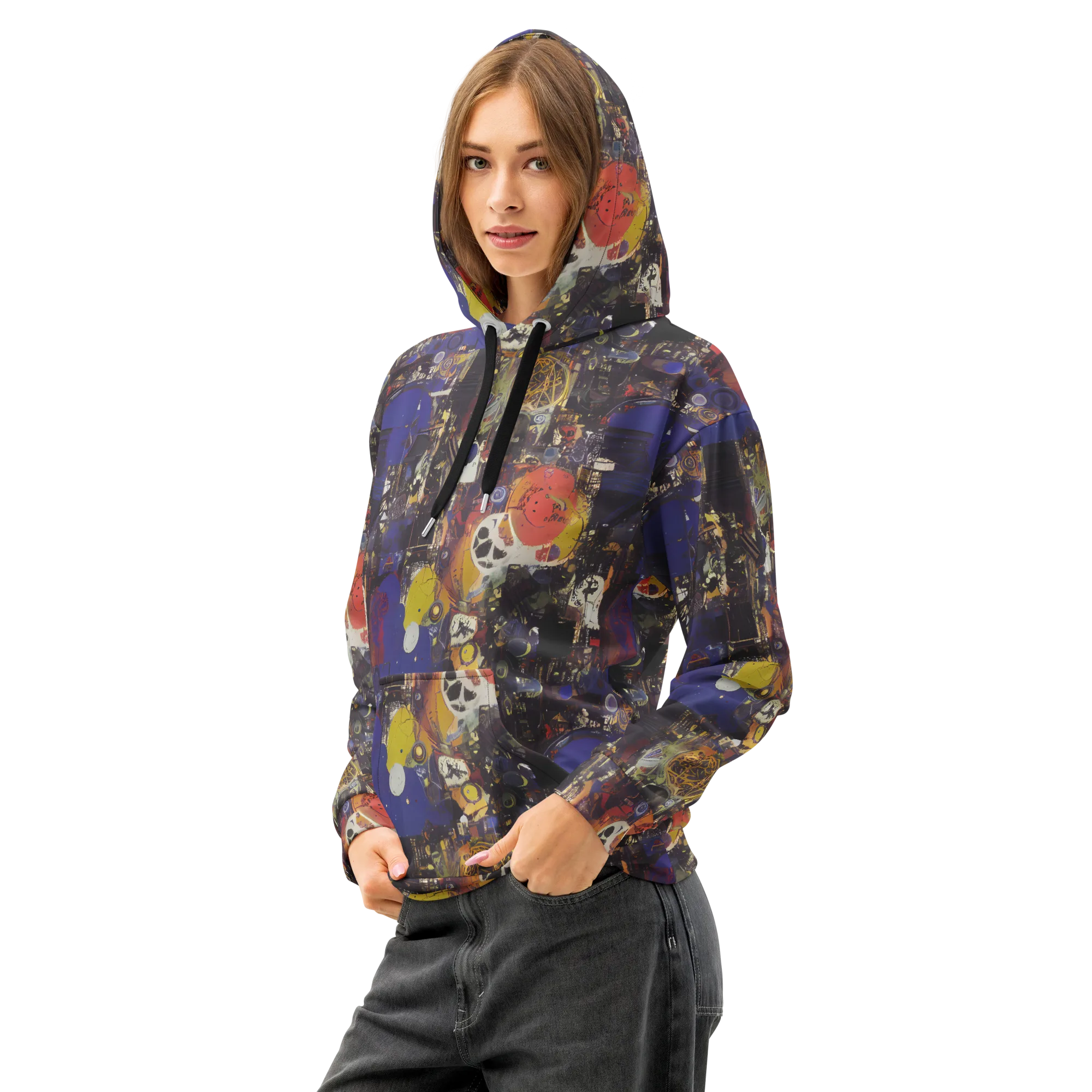 Abstract Galaxy on Cotton Hoodie — Left Front