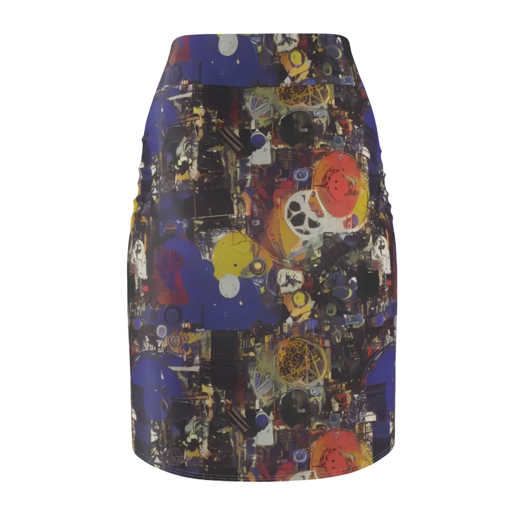 Abstract Galaxy on Pencil Skirt — Back