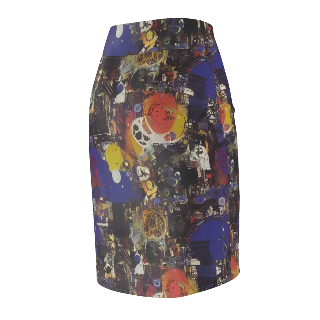 Abstract Galaxy on Pencil Skirt — Back Side