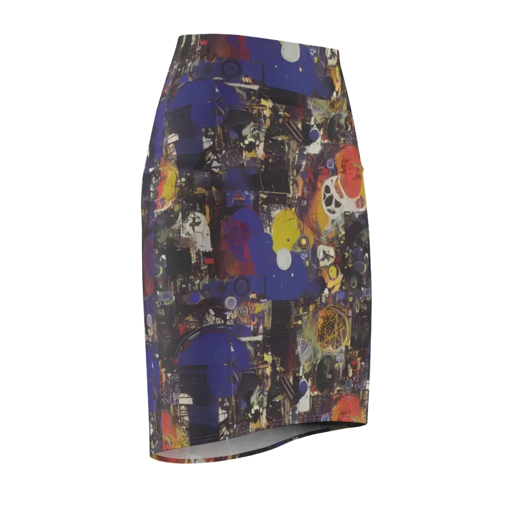 Abstract Galaxy on Pencil Skirt — Front Side