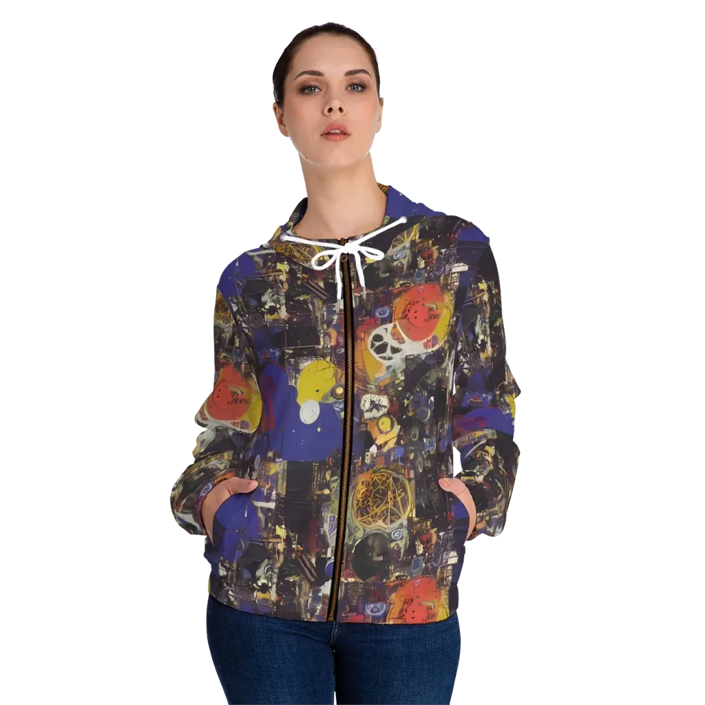 Abstract Galaxy on Women's Full-Zip Hoodie — Front On Person