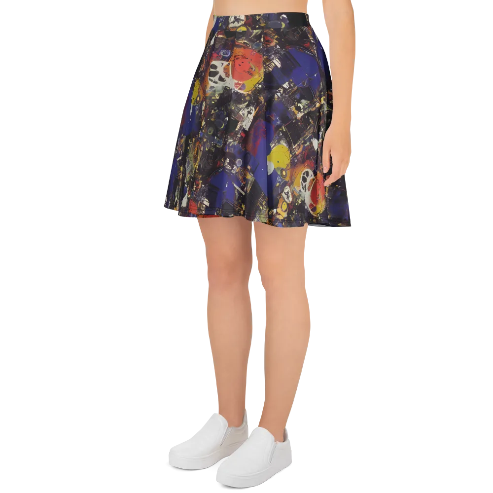 Abstract Galaxy on Skater Skirt — Left