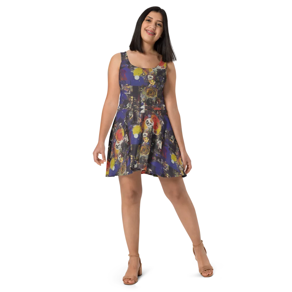 Abstract Galaxy on Skater Dress — Front
