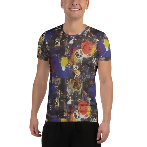 Abstract Galaxy on a Men's Athletic T-Shirt