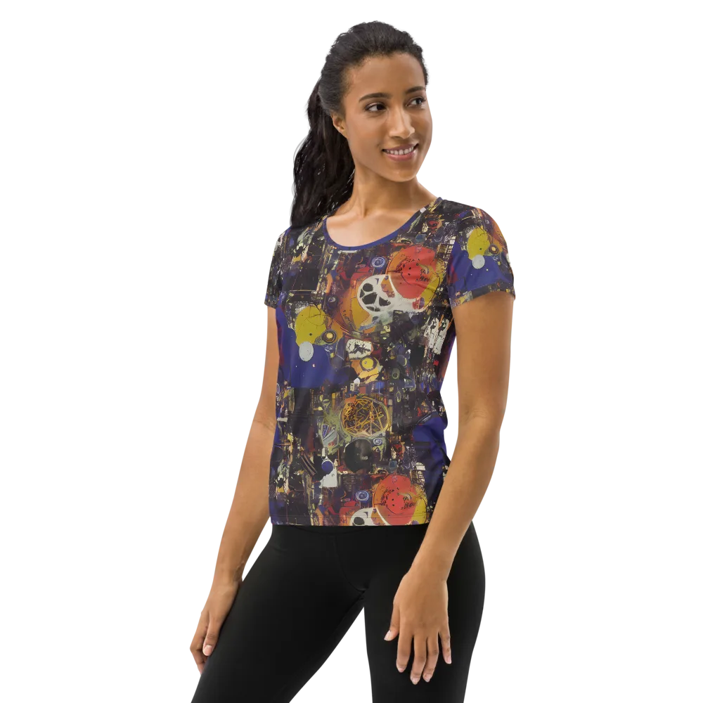 Abstract Galaxy on Women's Athletic T-Shirt — Left