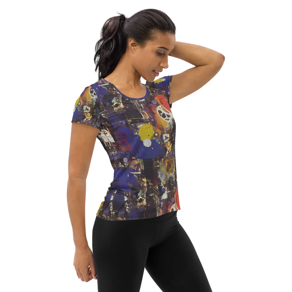 Abstract Galaxy on Women's Athletic T-Shirt — Right